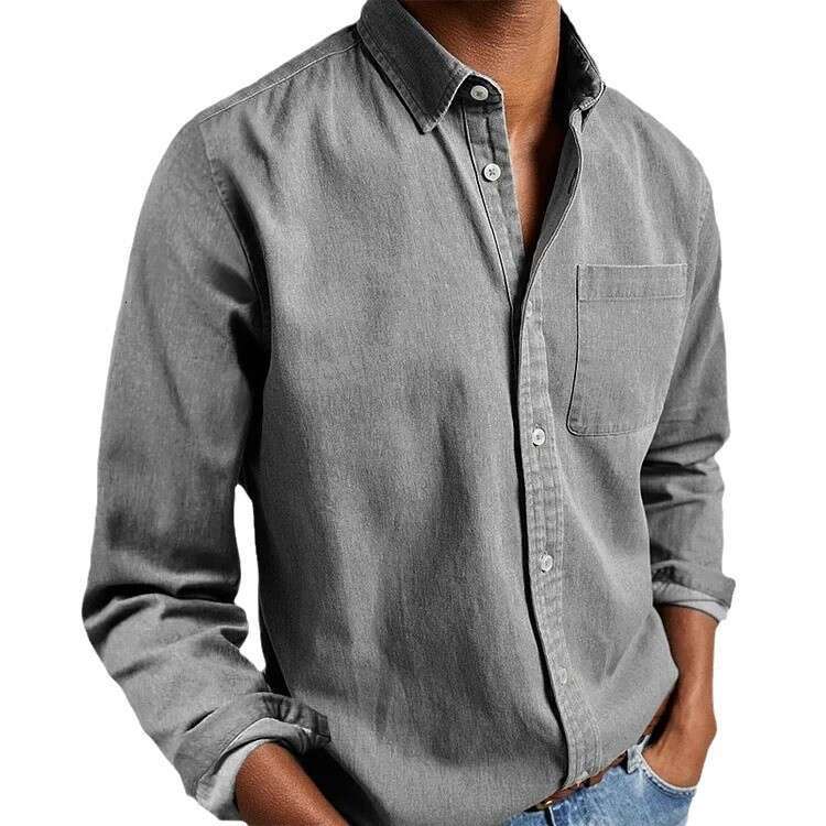 New Men's Shirt Long Sleeved Lapel Outfit B4