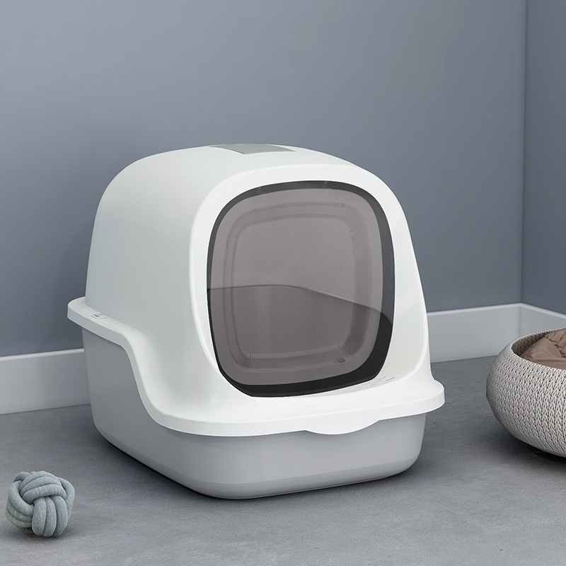 Oem Pet Cleaning Products Plastic Large Space Cat Toilet Box Closed Cat Litter Box Cat Litter Trays