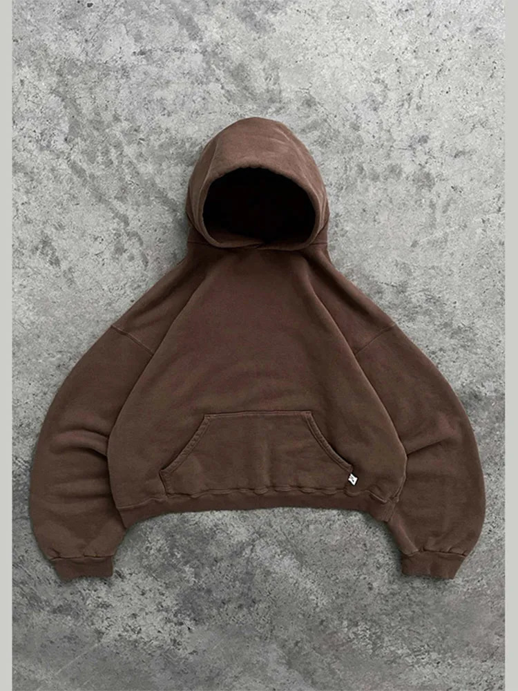 Mens Autumn Winter Retro Y2K Oversize Loose Casual Hoodie American Style Street Fashion Unisex Pocket Hooded Sweatshirt 241125