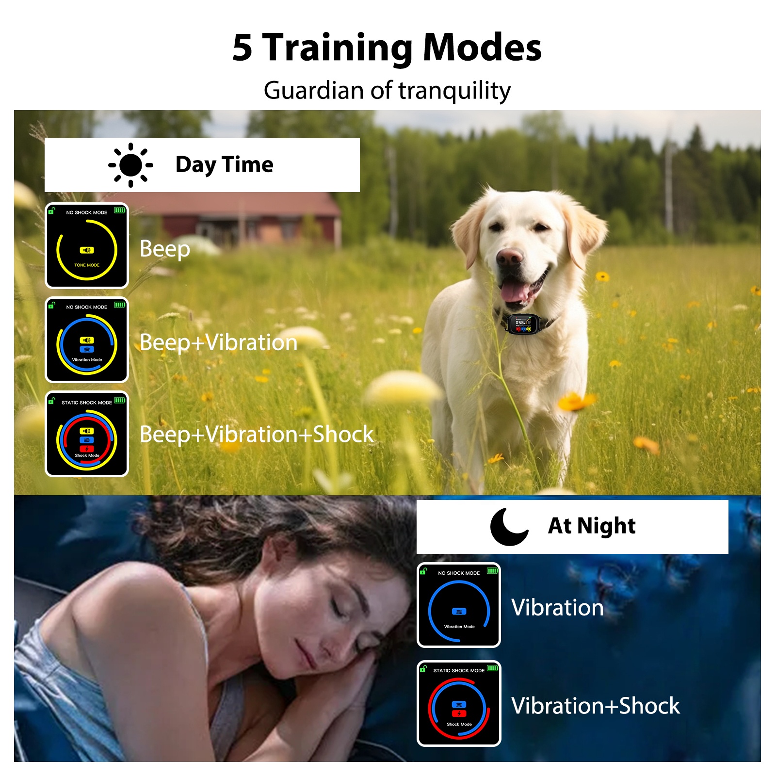 Warning Record Intelligent Anti Bark Collar Shock Dog Zap Bark Collar Bark Collar For Dogs Smart Big Dog