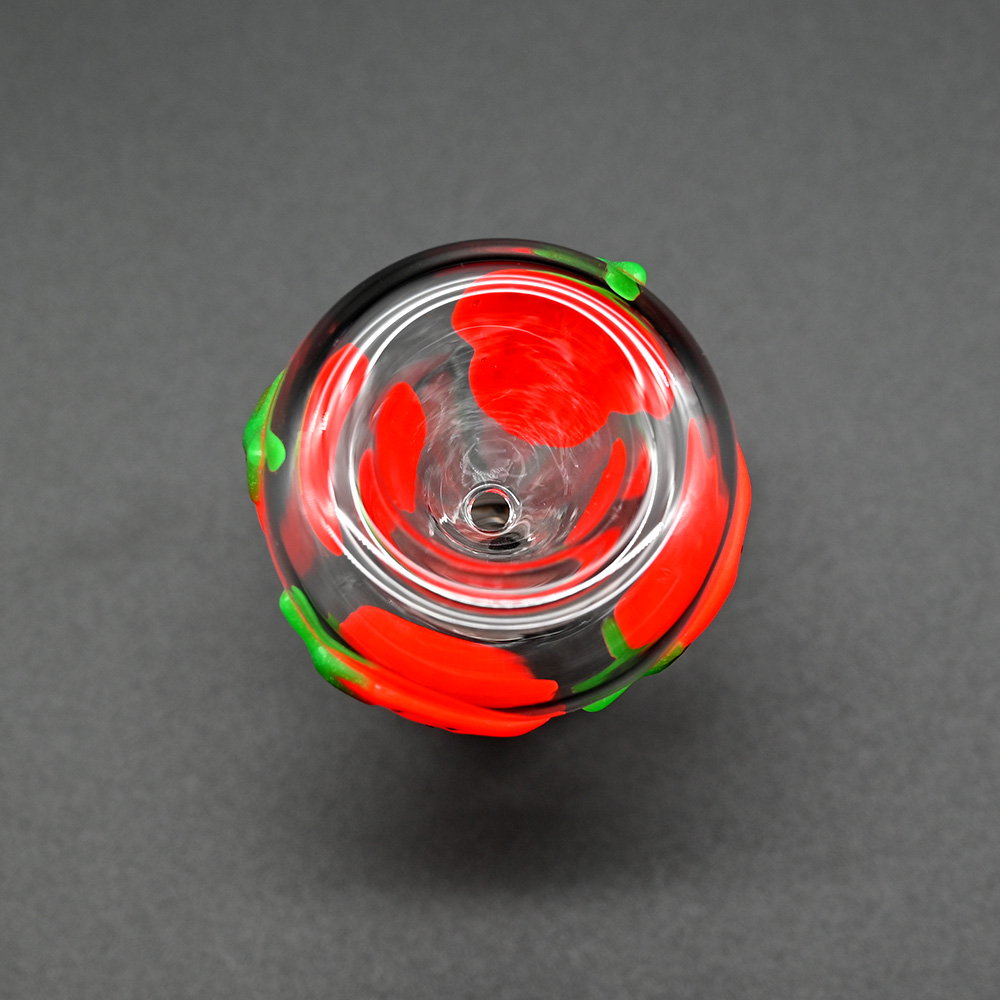 Borosilicate Glass Pipe Accessories,Luminous Hand Drawn Cute Strawberry Pattern,14mm Male Glass Bowl,Smoking Accessories, 6.5cm/2.5in