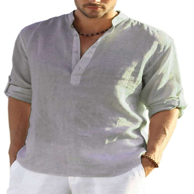 Men's En Long Sleeved T-Shirt Loose Sweatshirt Solid Color Cotton Ing Plus Size
