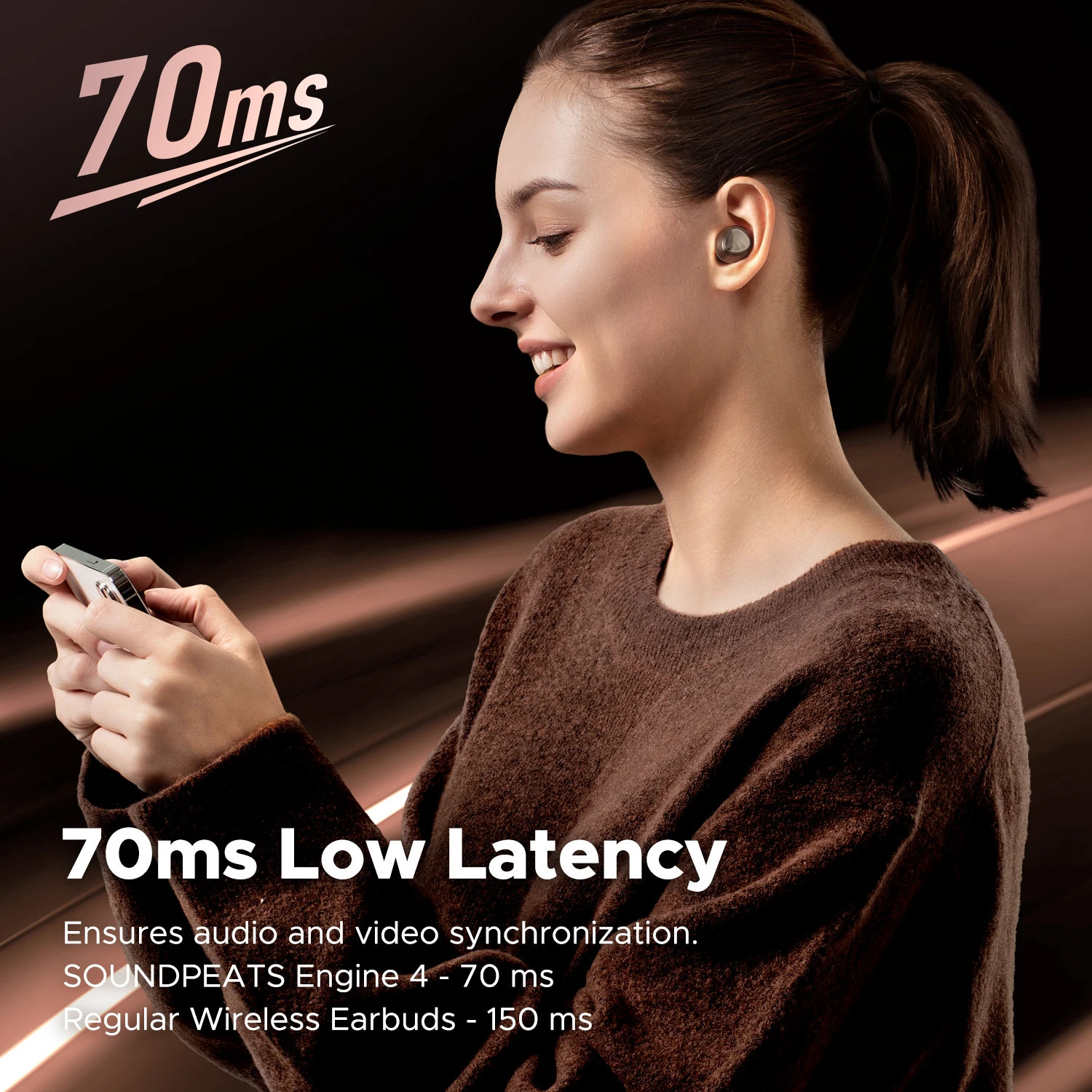 SoundPEATS Engine4 Hi-Res Bluetooth 5.3 Wireless Earbuds with LDAC Coaxial Dual Dynamic Drivers for Stereo Sound Total 43 Hrs 240419