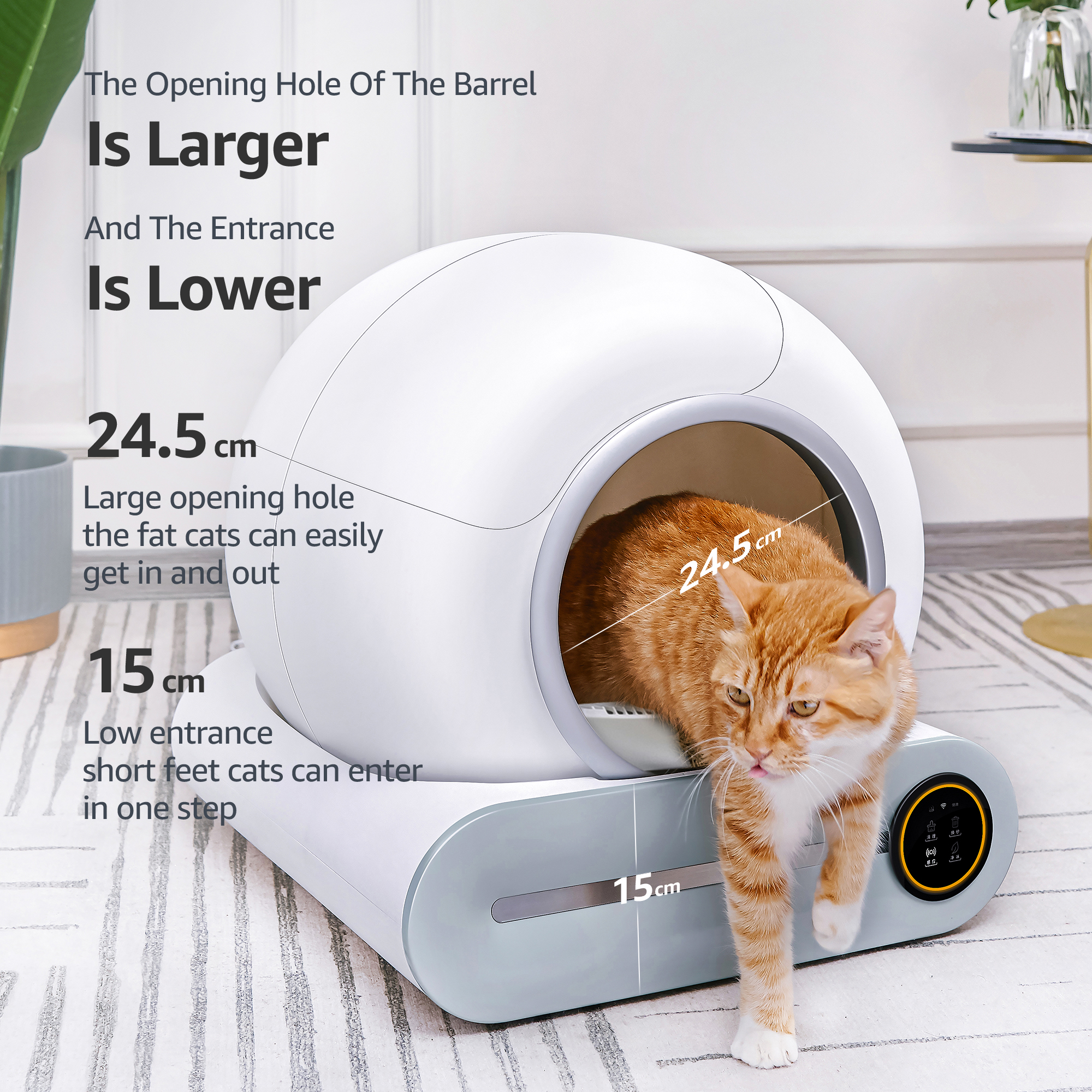 OEM Customized Automatic Toilet Smart APP Control Video Self Cleaning Cat Litter Box For 3.3-22lbs Cats