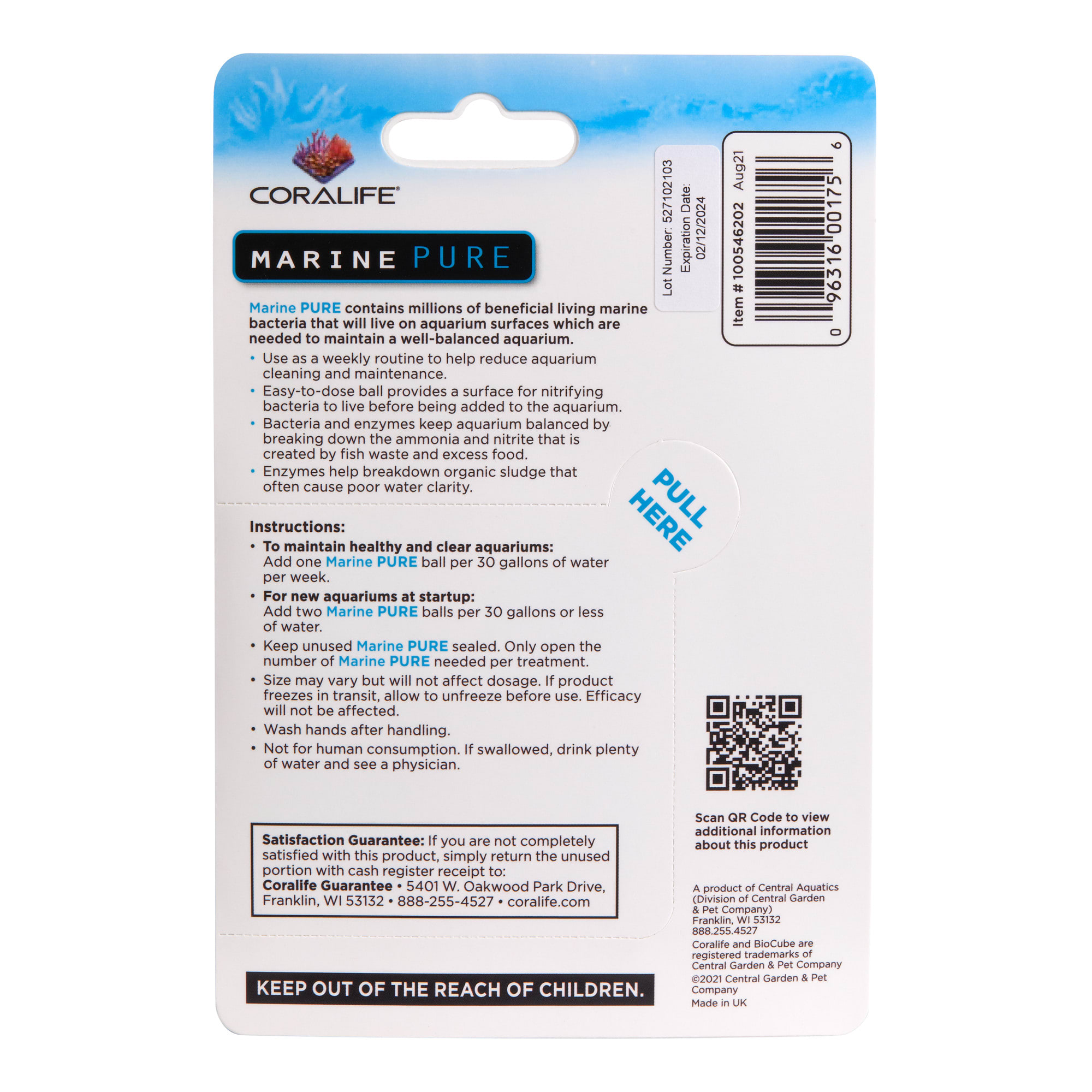 Aqueon Coralife Marine PURE Water Care Bacteria Supplement, 30 Gallon, Pack of 4