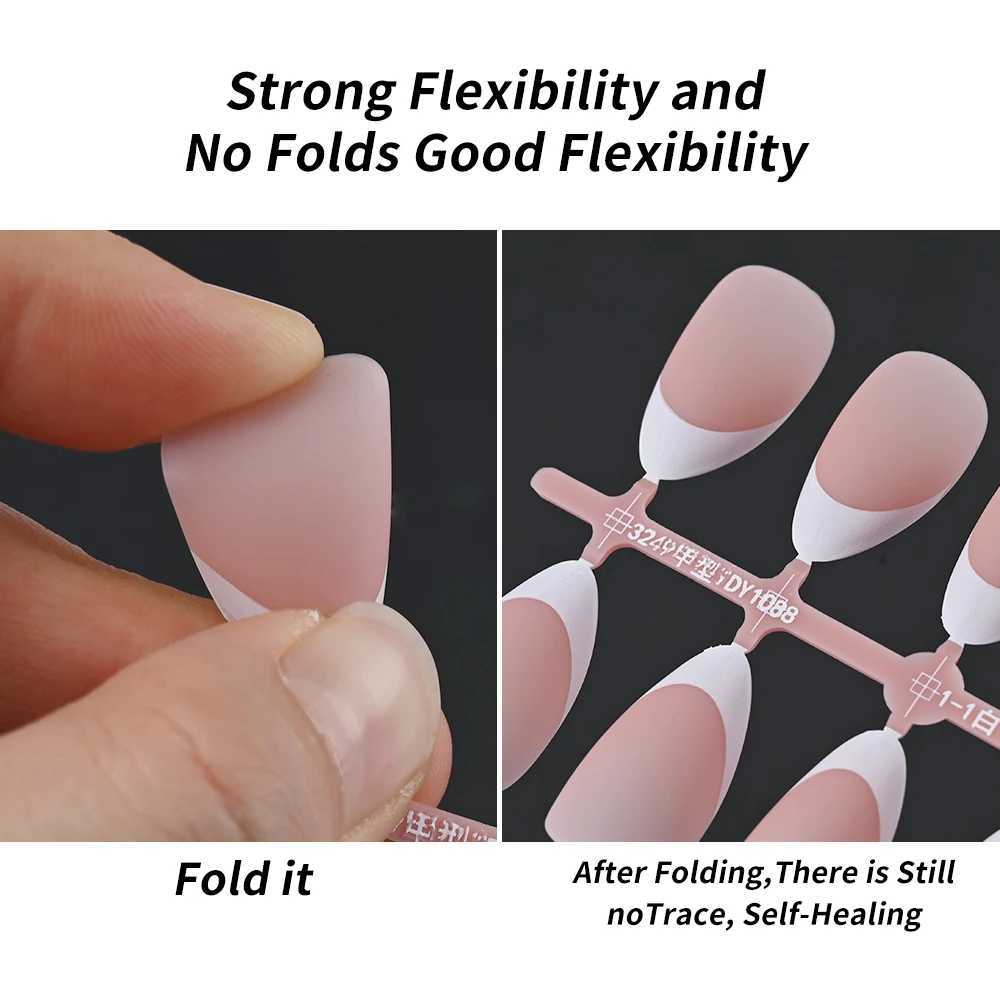 150Pcs pre made French fake nails without scars paraffin wax almond fake nails artificial nails pressed nailsW241125