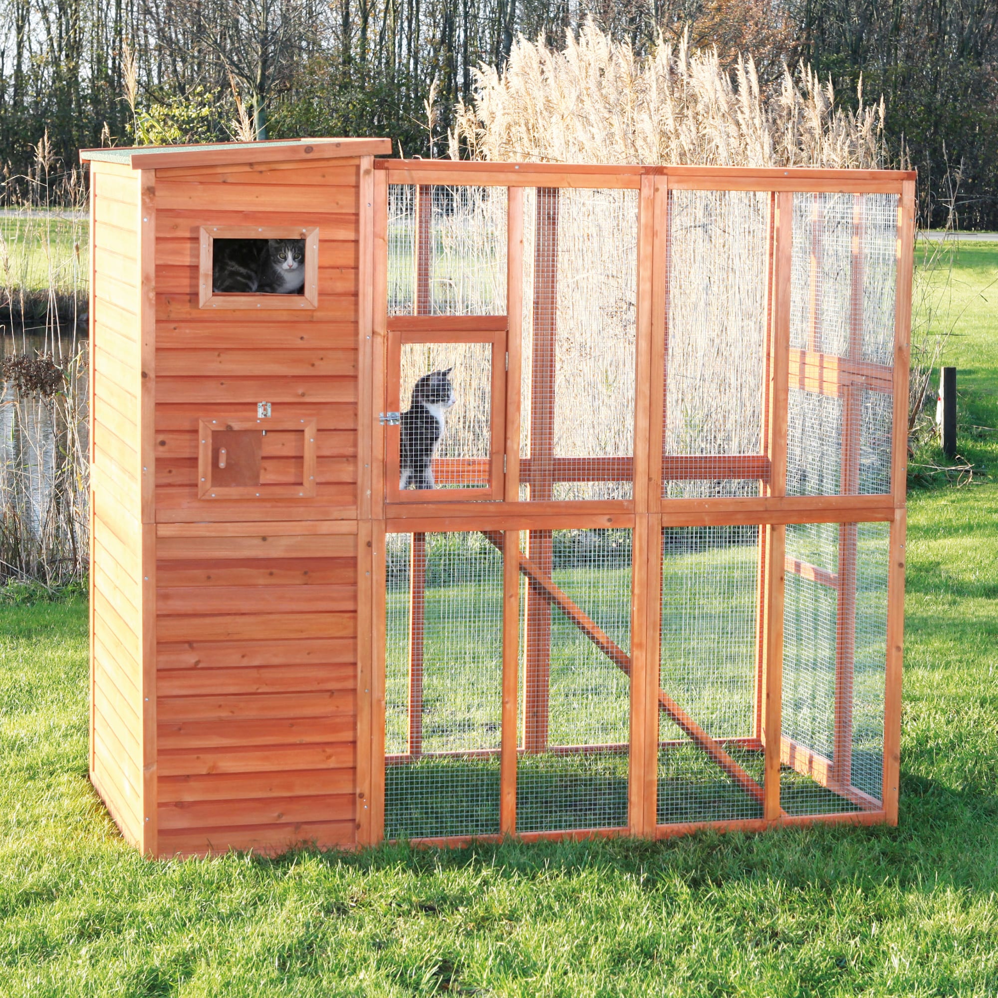 TRIXIE Wooden Outdoor Cat Run, 68.75"H