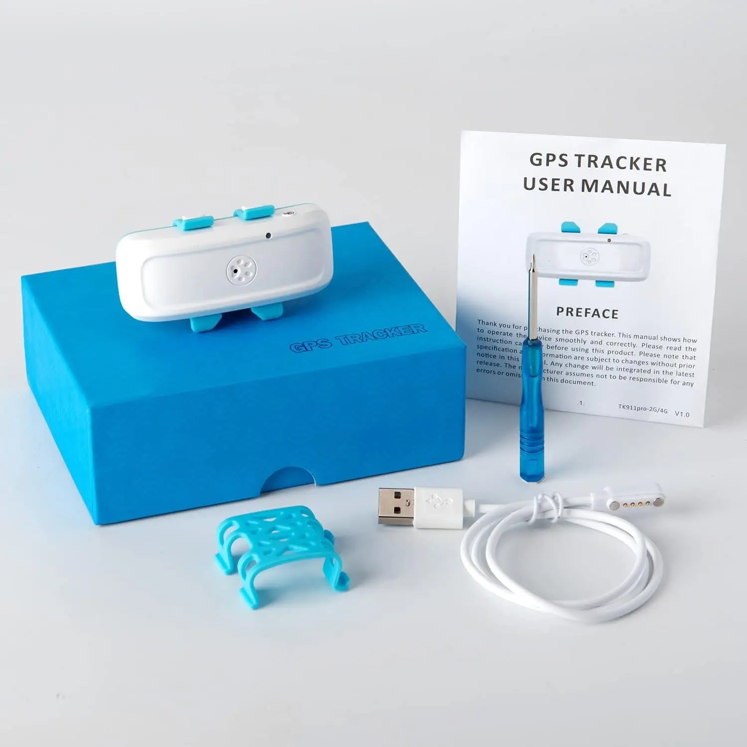 4G Dog GPS Tracker Free APP Real-time Positioning Smart Cat Dog GPS Pet Tracker with Sound/light for Find Device Function