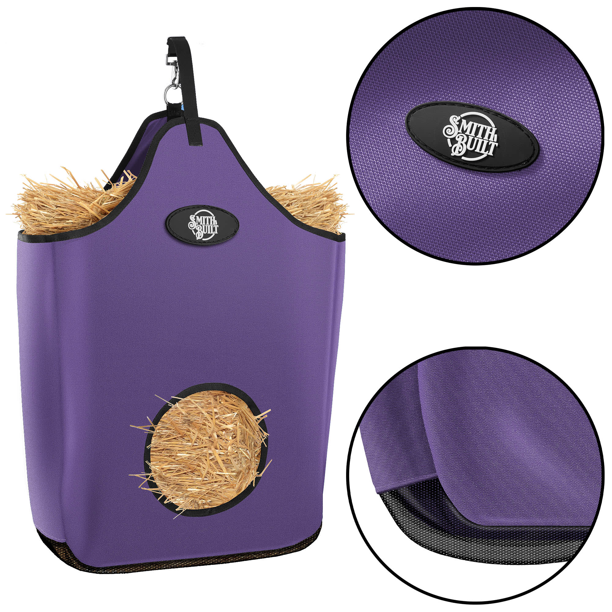 SmithBuilt Purple Horse Feeder Hay Bag Tote, Large