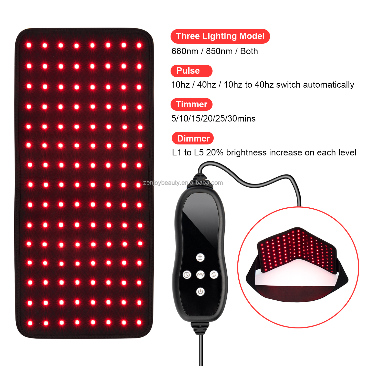 2024 Built-in Battery Wireless Led Belt Therapy Cat Dog Red Light Therapy Infrared Wrap 660nm 850nm Horse Therapy Red Light Pad