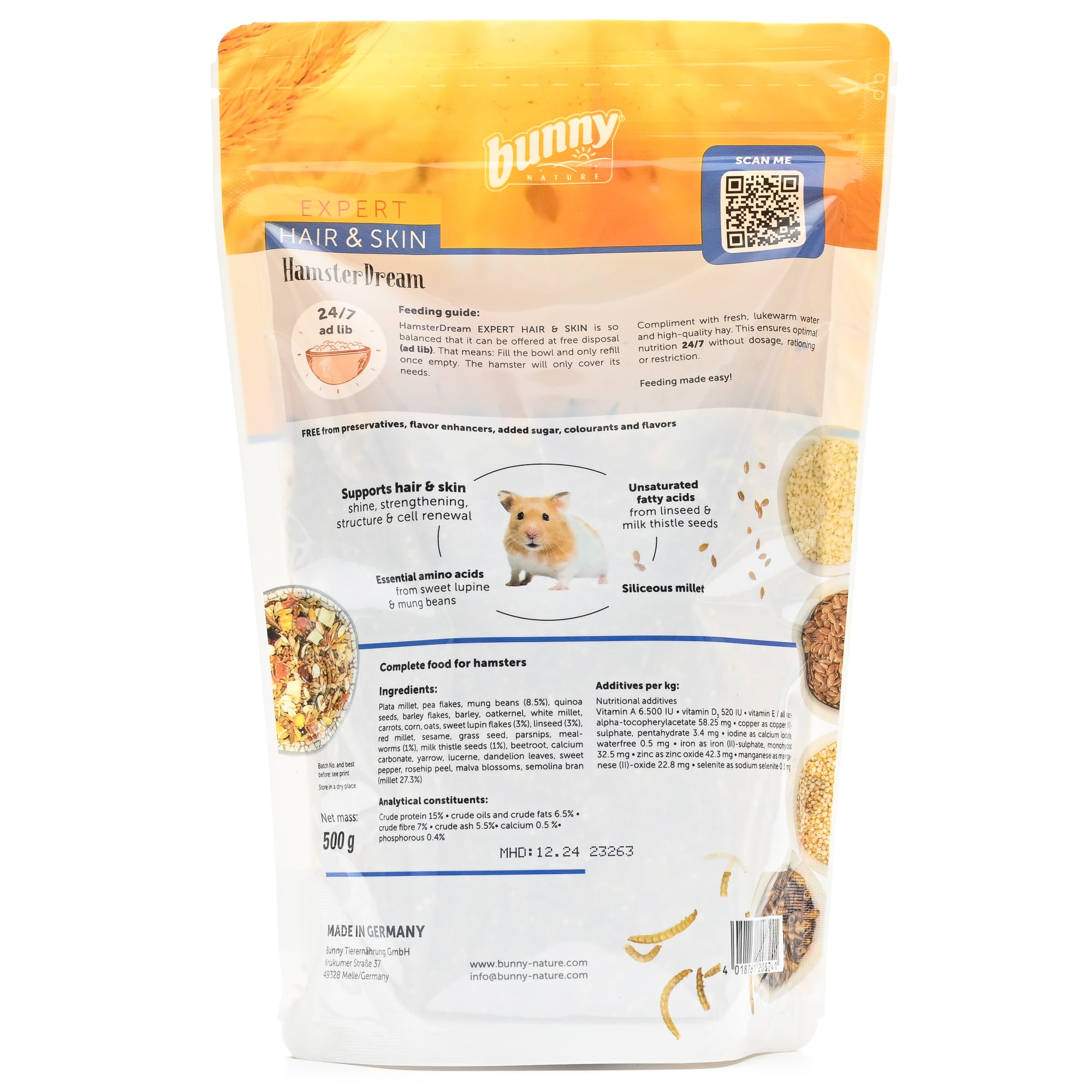 Bunny Nature Hamster Dream Expert Hair & Skin Dry Food, 500 Gram