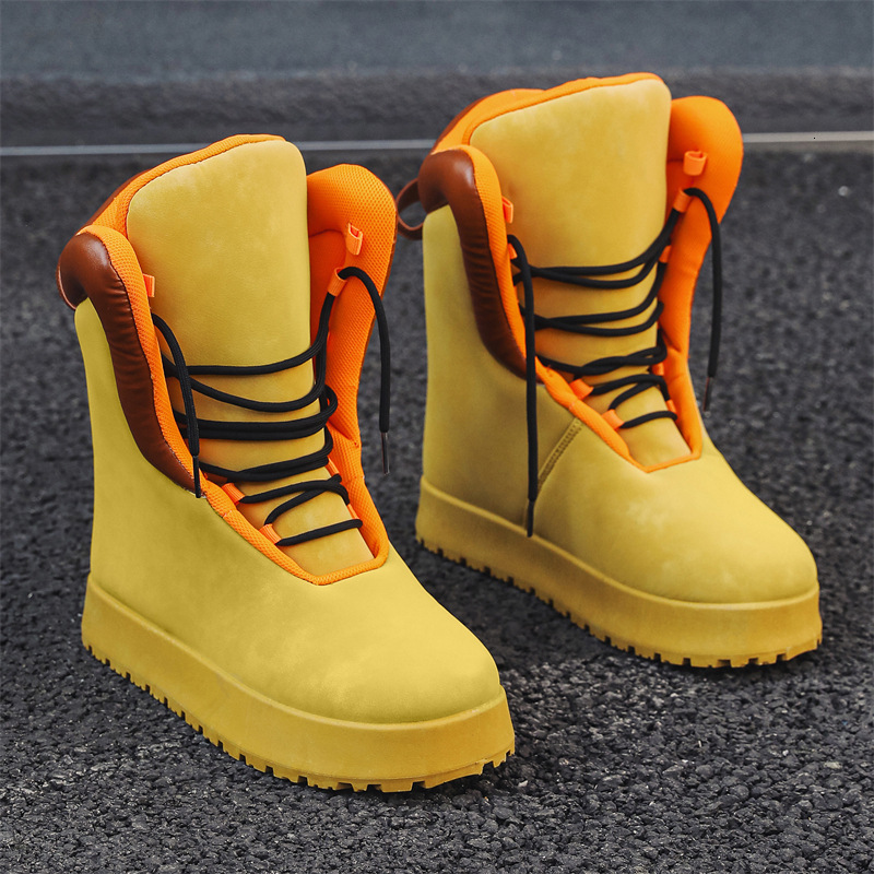 Bread big yellow winter velvet warm high top casual shoes, trendy versatile workwear, cotton boots, men's shoes