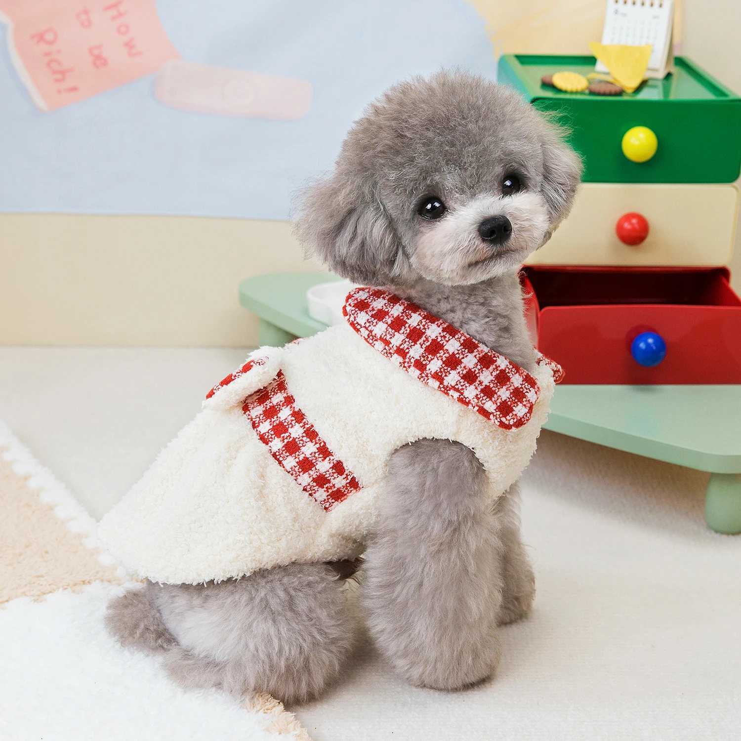 Autumn Winter Dog Clothes Plaid Couple Dog Jacket Puppy Dress Small Dog Chihuahua Costume OutfitsXJ241125