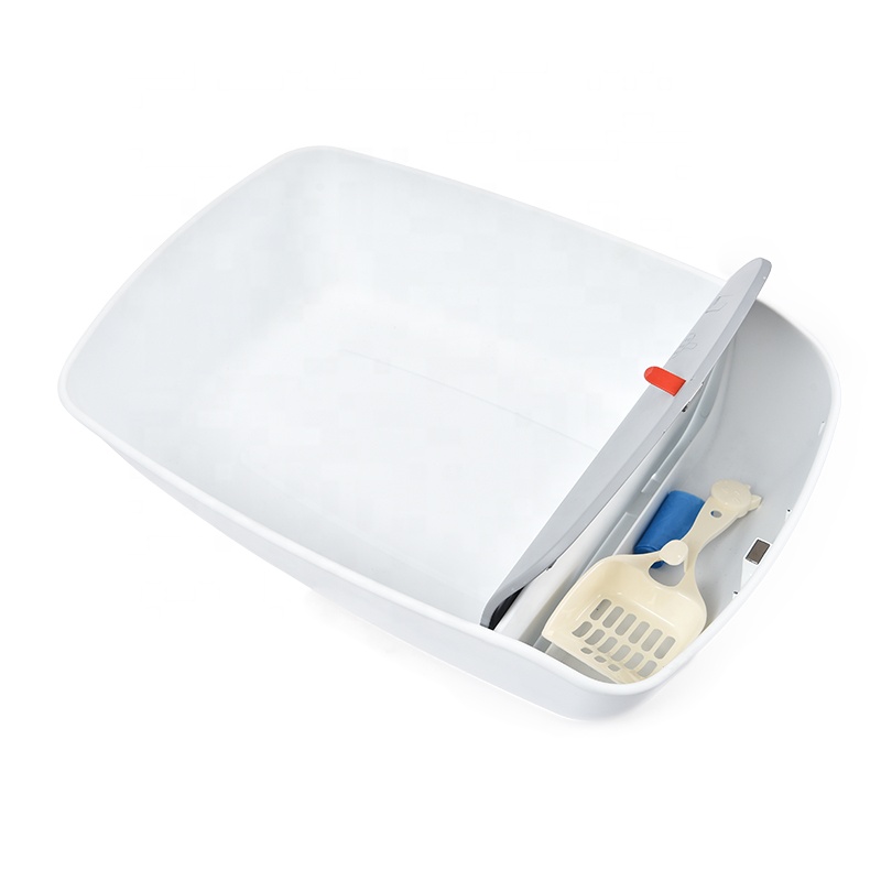 Removable Cleaning Handle Storage Space Large Litter Pan Cat Toilet Litter Box
