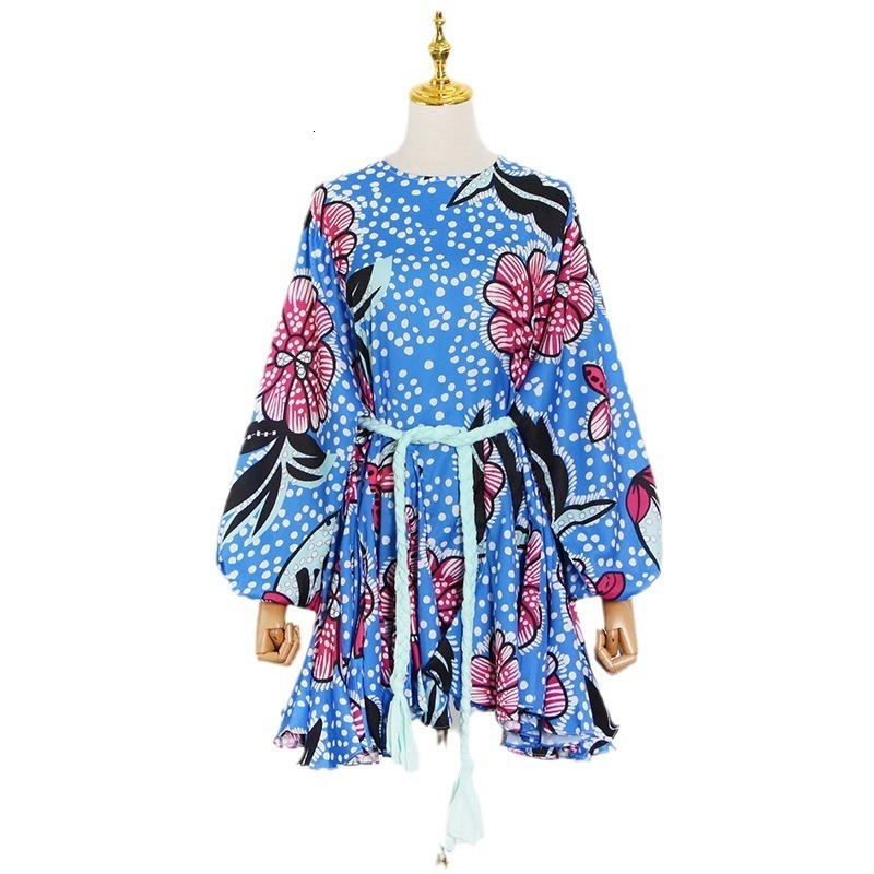 GALCAUR Beach Style Womens Dress O Neck Long Sleeve High Waist Bandage Patchwork Mini Female Dresses 2020 Casual Fashion New LJ201202