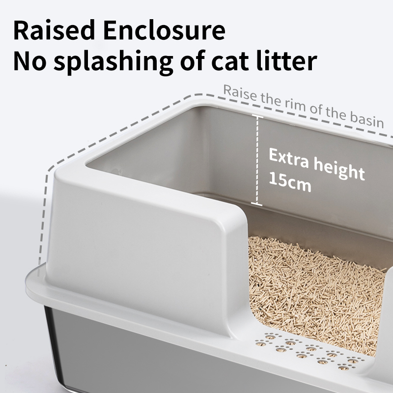 Super Large Stainless Steel Cat Litter Box Non-Stick Bottom Strong Durable Easy Clean Increase Multi-Cats Prevents External