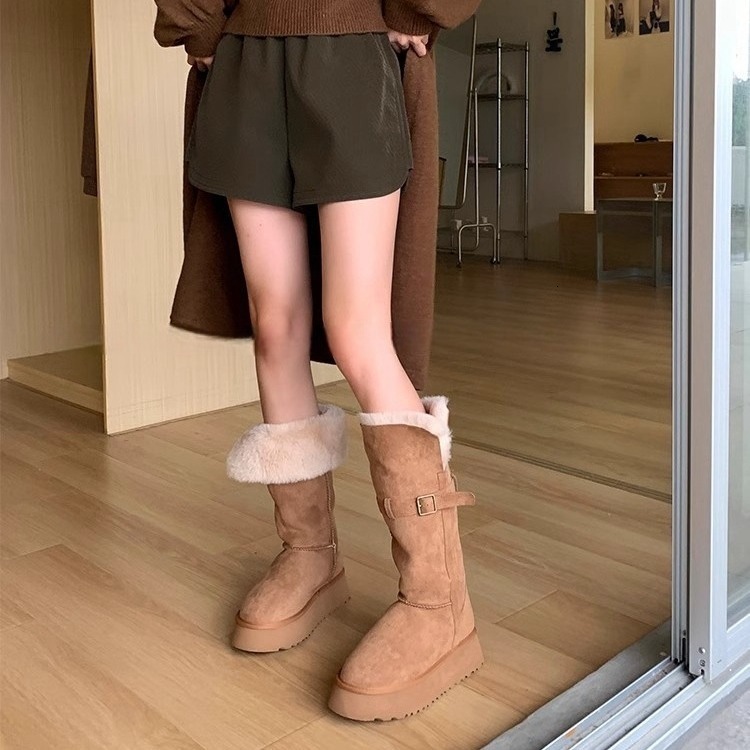 designer boot Ready to ship in seconds~Northeast velvet 2024 winter double wearing snow boots for women, thick soled and slimming, knee length boots, 