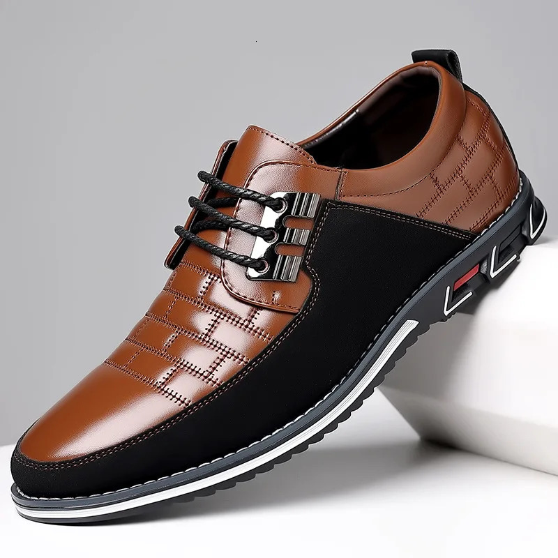 Men Sneakers Shoes Fashion Classic Lace-Up Casual Loafers Pu Leather Shoes Black Breathable Business Men Shoes Big Size 241125