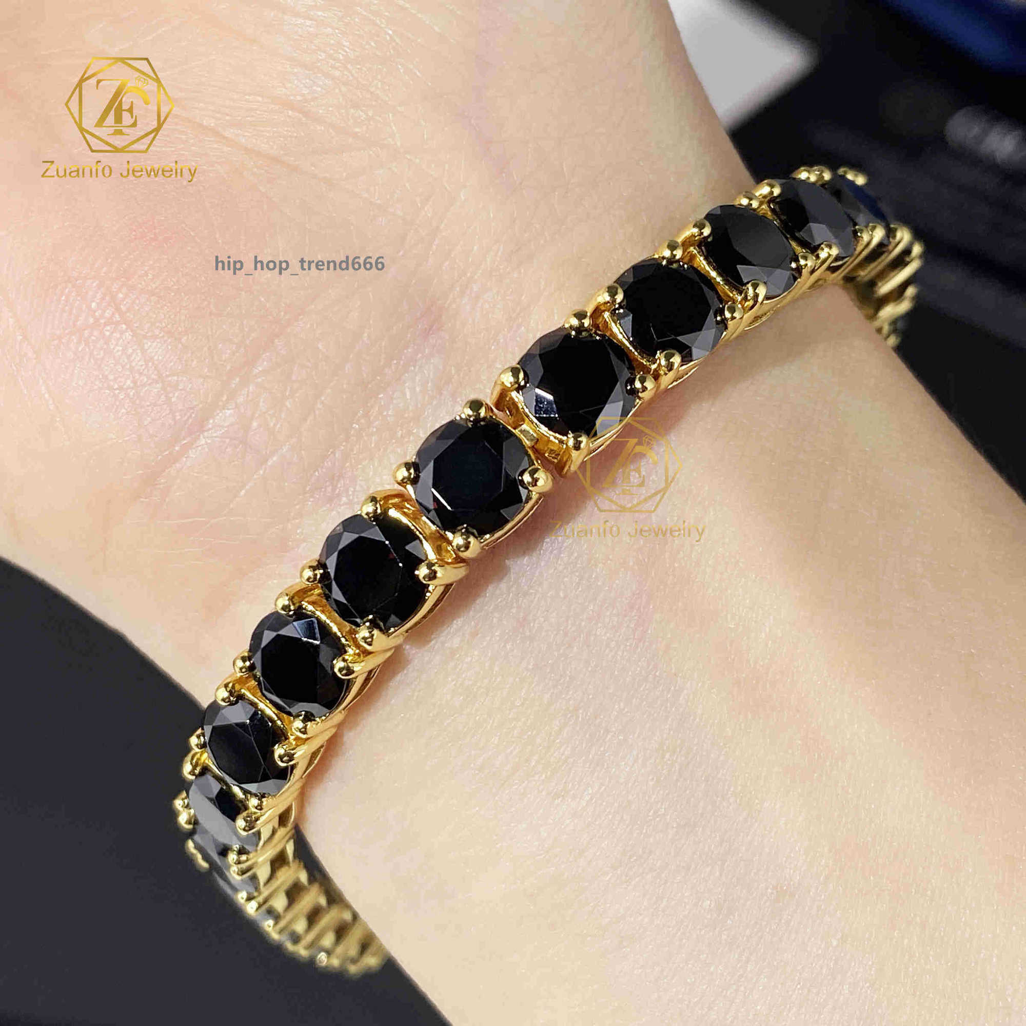 Newest Custom Sterling Sier Bracelet Party Ocn Moissanite 2mm 3mm 4mm 5mm 6.5mm VVS Black Tennis Chain