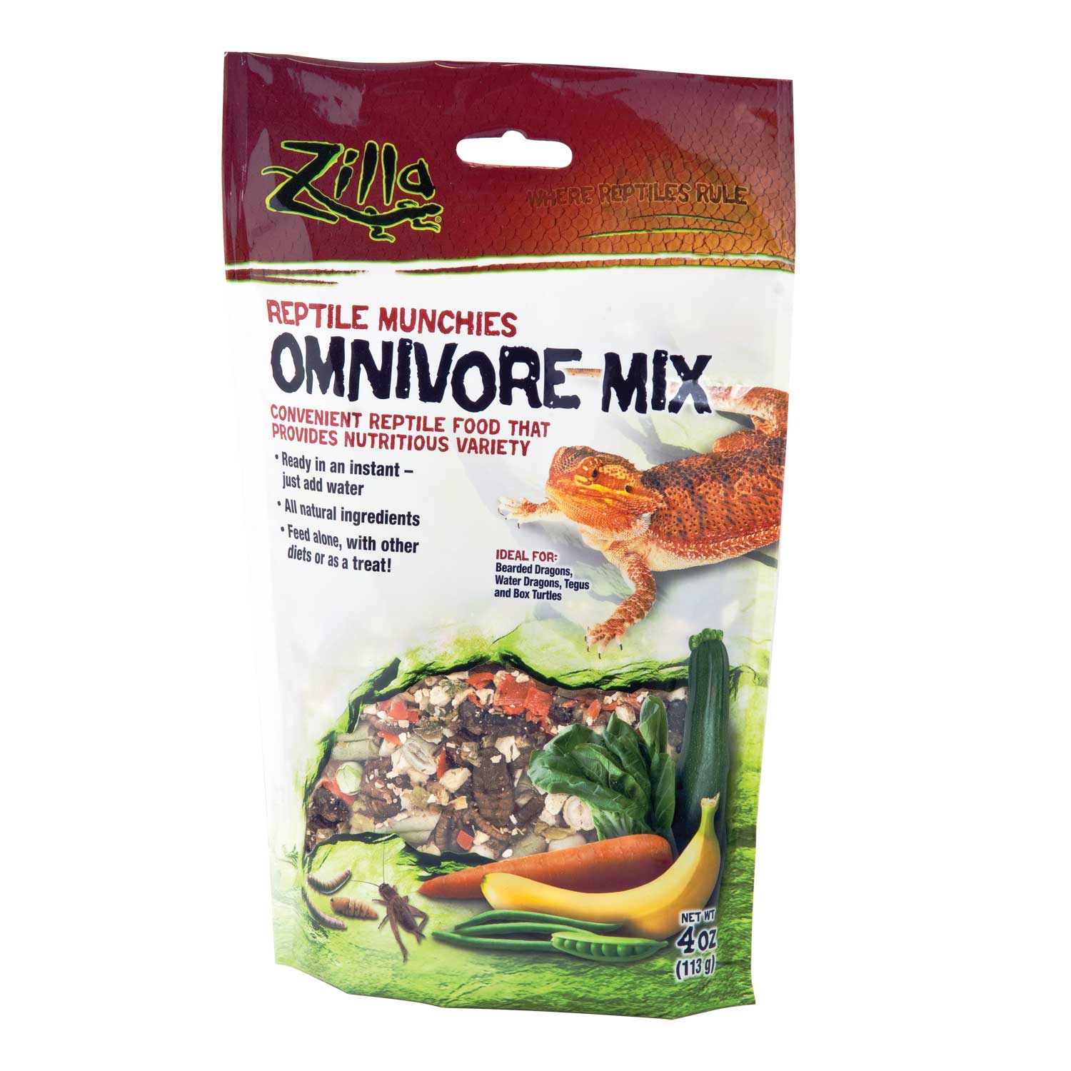 Zilla Omnivore Reptile Munchies Reptile Food, 4 oz.