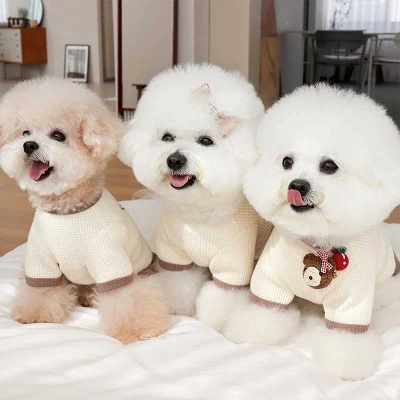 Cute Couple Dog Clothes For Dog Dresses Pet Shirt Waffle Cat Dog Shirt Puppy Pet Skirt Clothing For Dogs Cats Chihuahua YorkieXJ241125