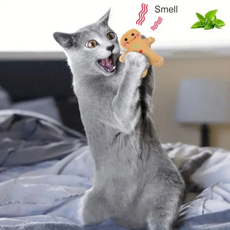 Christmas Gingerbread Man Pet Toy Cute Plush Dog Cat Pet Toys Chew Animal Cartoon Toy for Pet Puppy Teething Toys Christmas Toys 241125