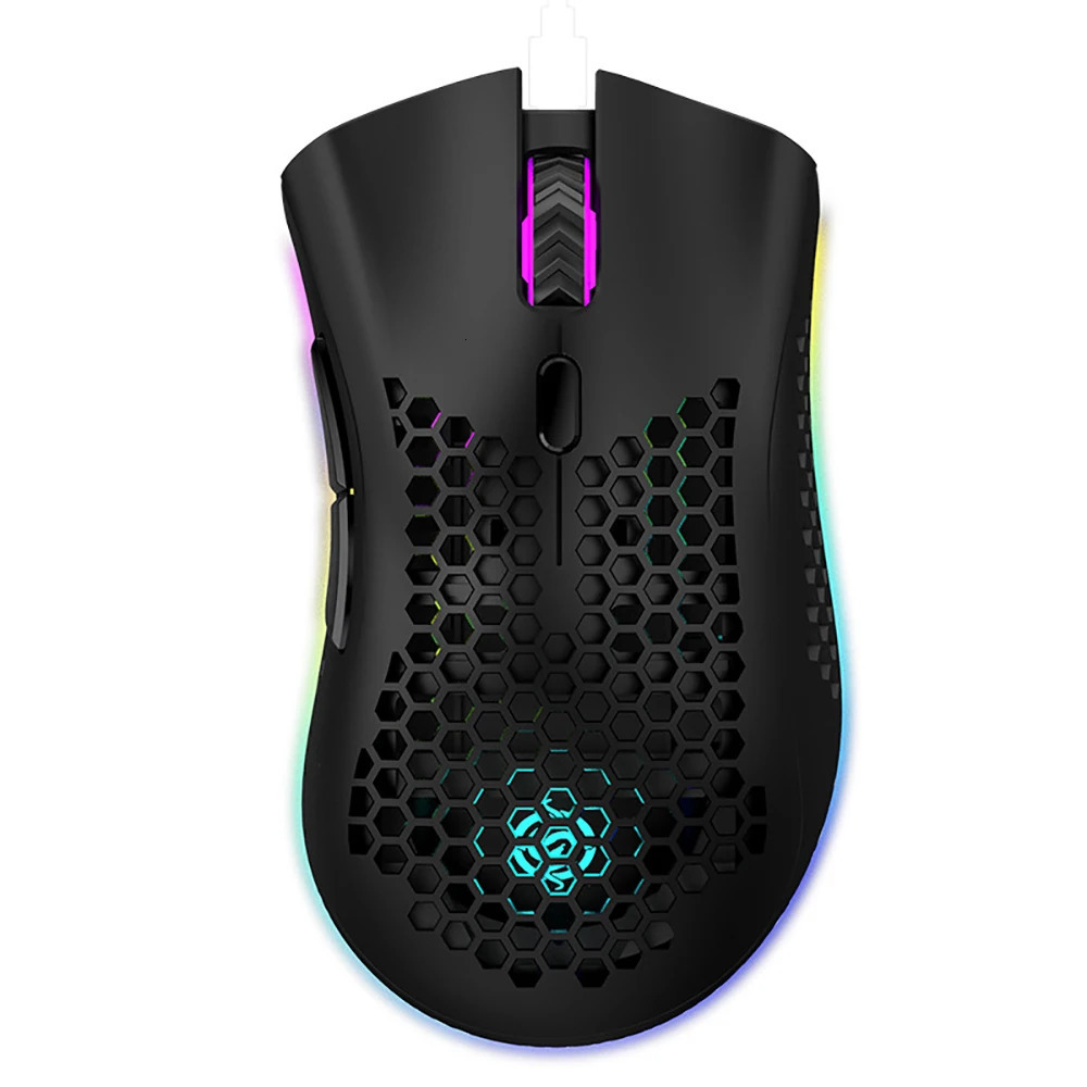 BM600 Rechargeable Gaming Mouse USB 2.4G Wireless RGB Light Honeycomb Gaming Mice Desktop Computer Notebook Laptop E-sports Mice 240415