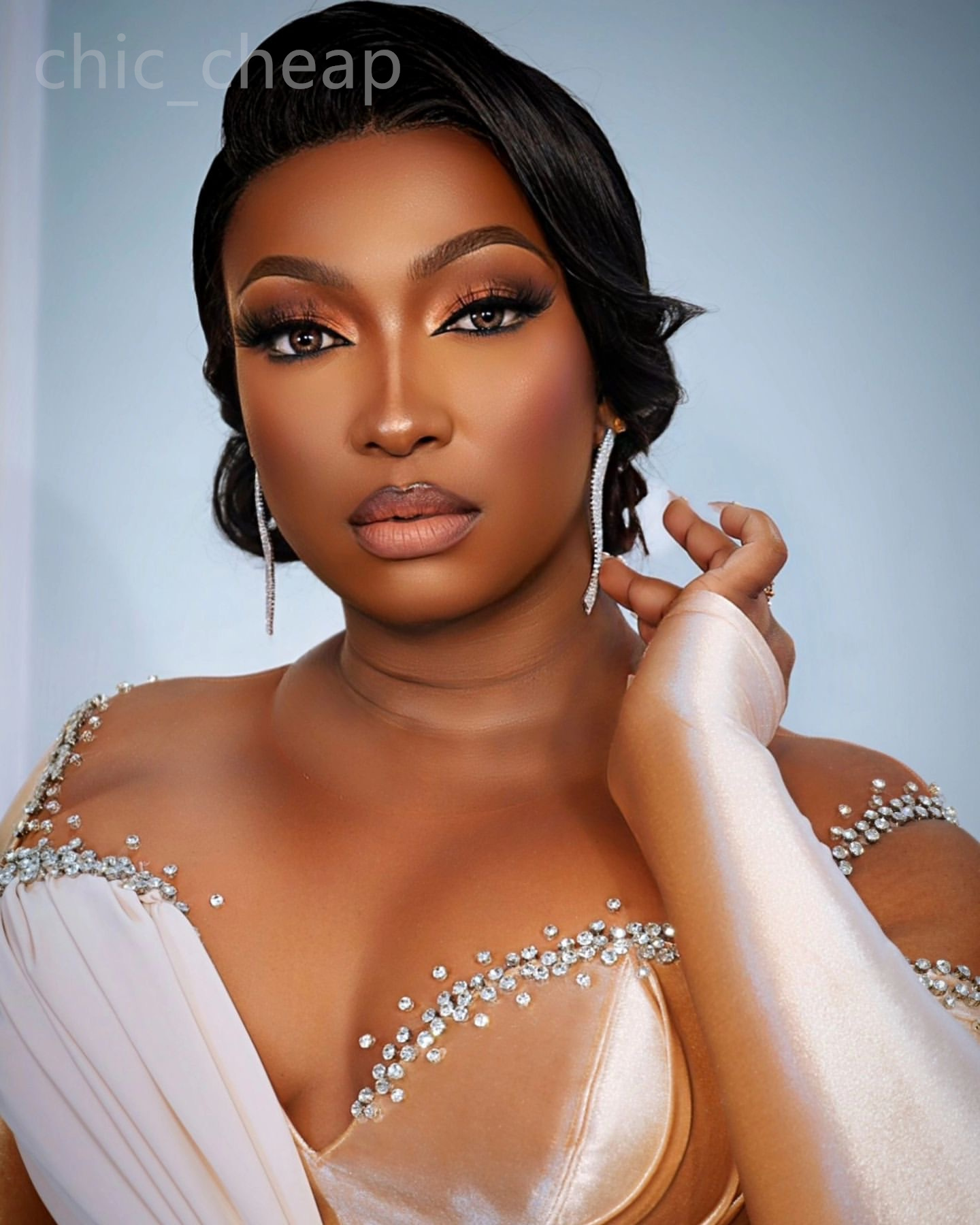 2024 Aso Ebi Champagne Mermaid Prom Dress Crystals Velvet Formal Party Second Reception 50th Birthday Engagement Gowns Dresses Robe De Soiree ZJ318