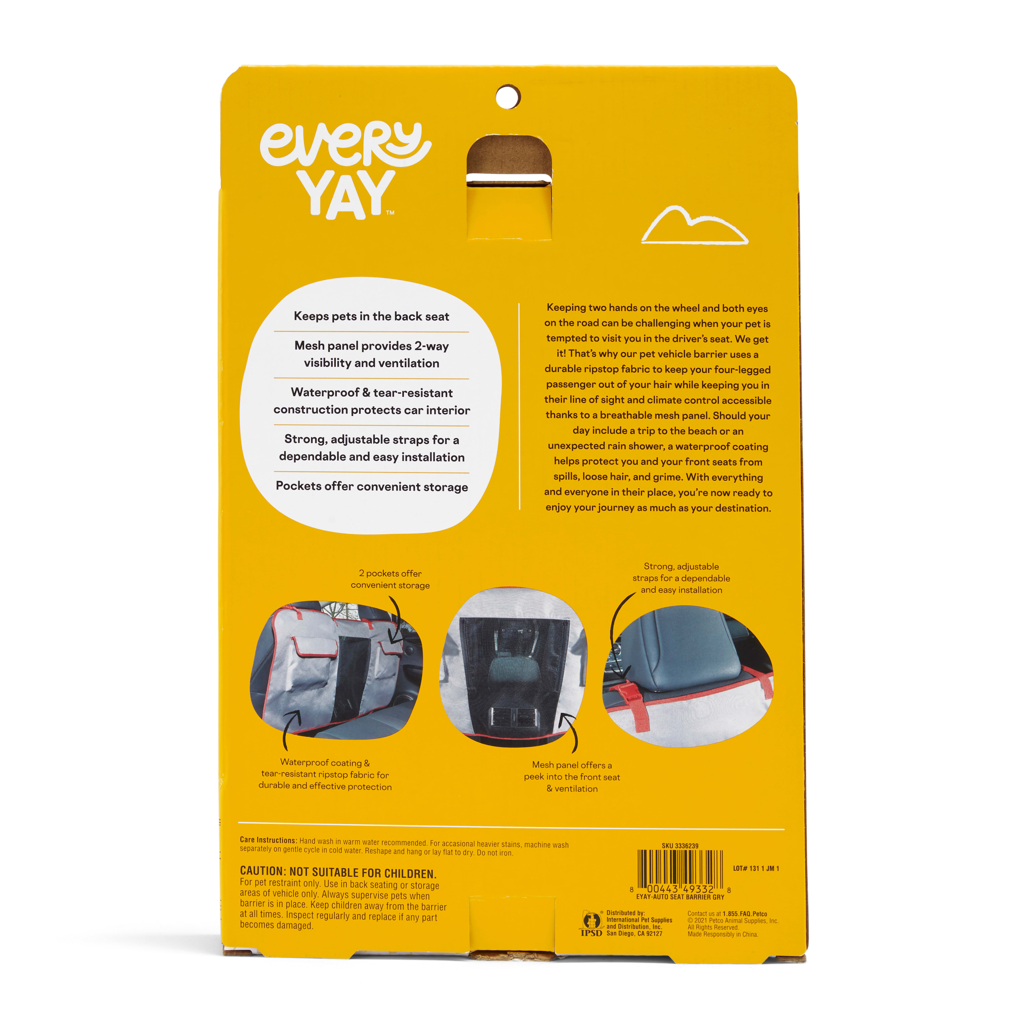 EveryYay Road Trippin' Pet Vehicle Barrier, Grey