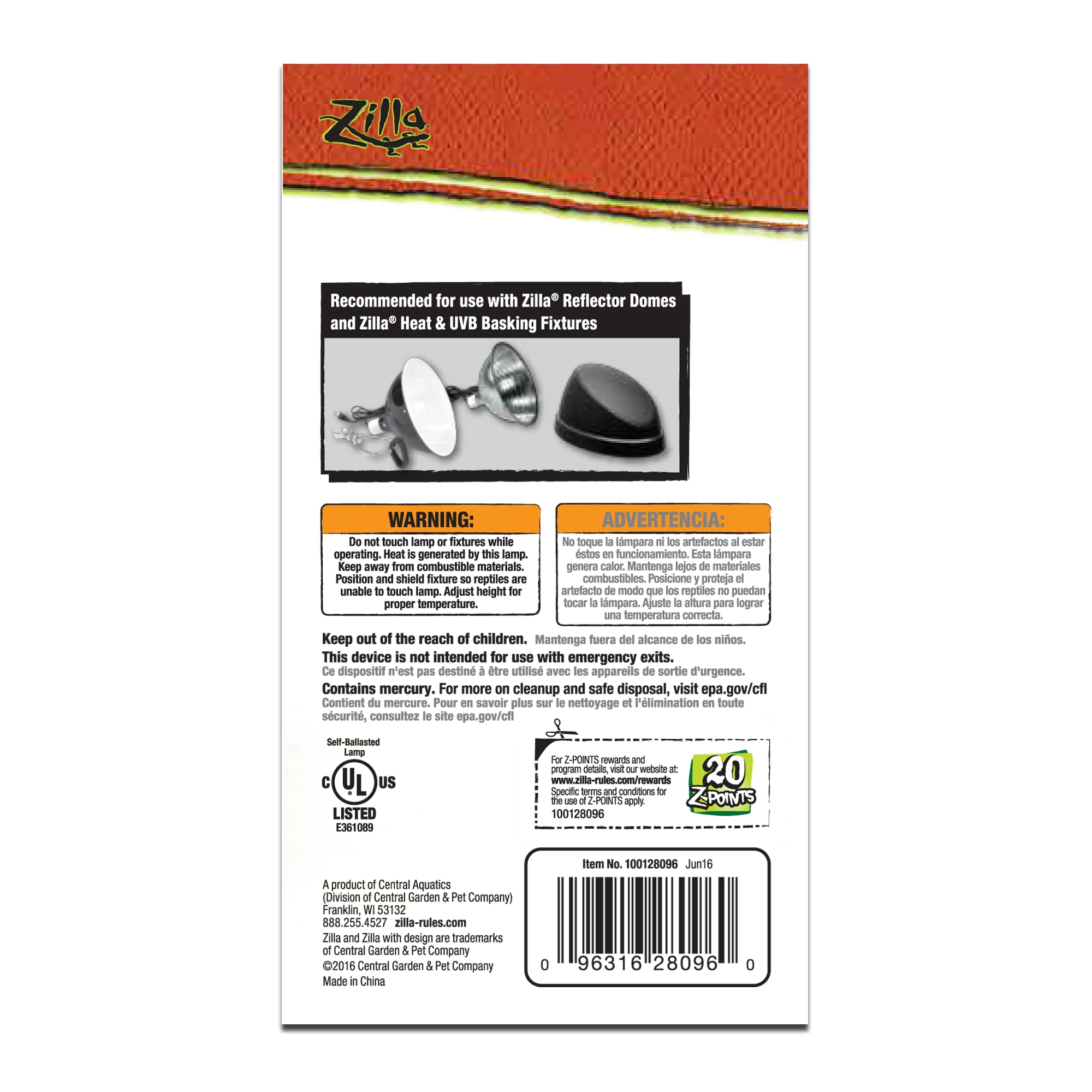 Zilla Desert Fluorescent UVB/UVA Bulb, 20 Watts