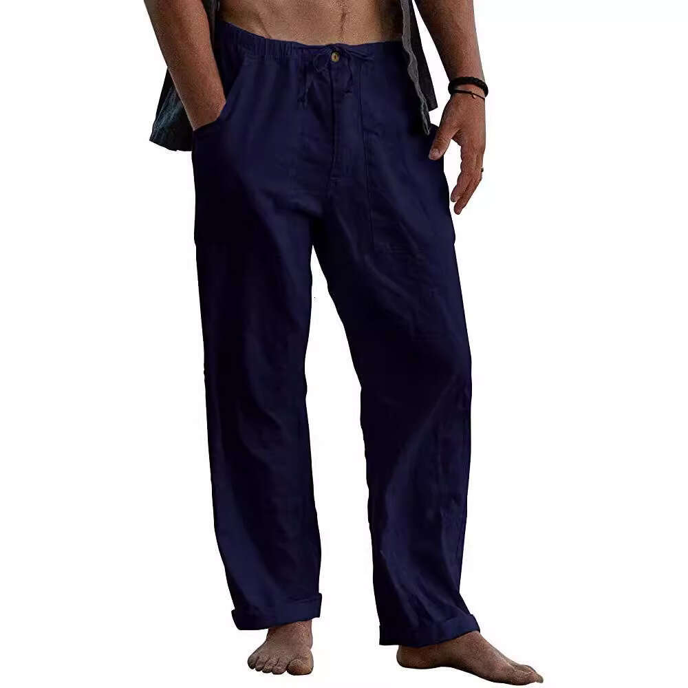 Men's En Pants Yoga Beach Loose Casual Summer Waist Drawstring With Pocket B3