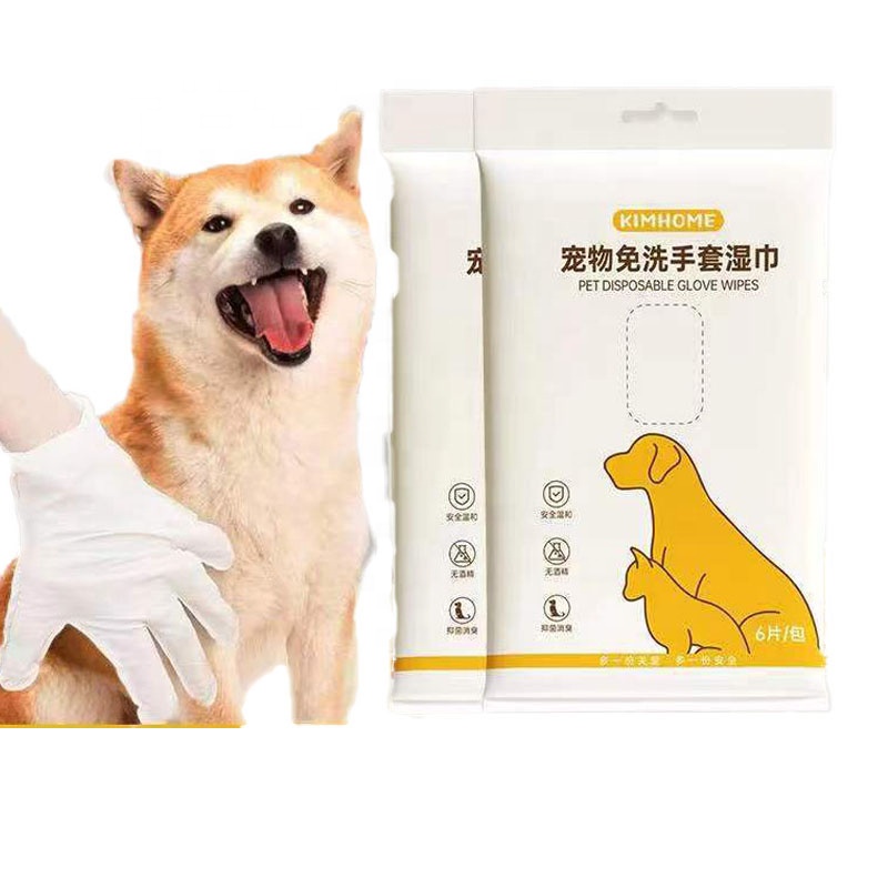 6-Piece Wet Wipes Pet Washing Gloves Dog Bathing Deodorization Disposable Cat Cleaning Dry Cleaning Pet Supplies