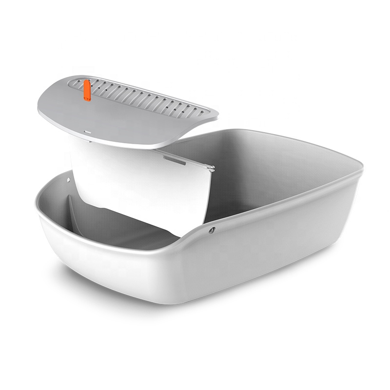 Removable Cleaning Handle Storage Space Large Litter Pan Cat Toilet Litter Box
