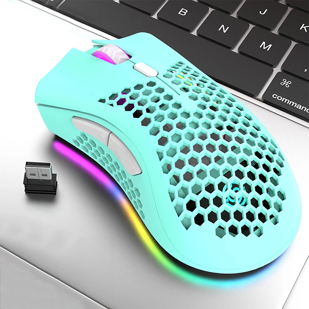 BM600 Rechargeable Gaming Mouse USB 2.4G Wireless RGB Light Honeycomb Gaming Mice Desktop Computer Notebook Laptop E-sports Mice 240415