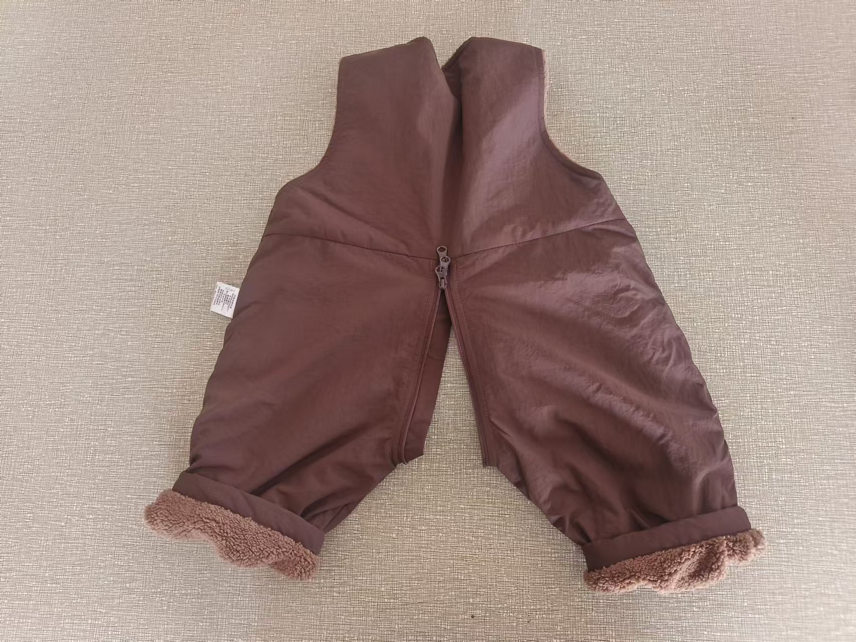 Deep Brown Waterproof DuPont Fleece Hooded Jumpsuit for Kids - Unisex Padded Design