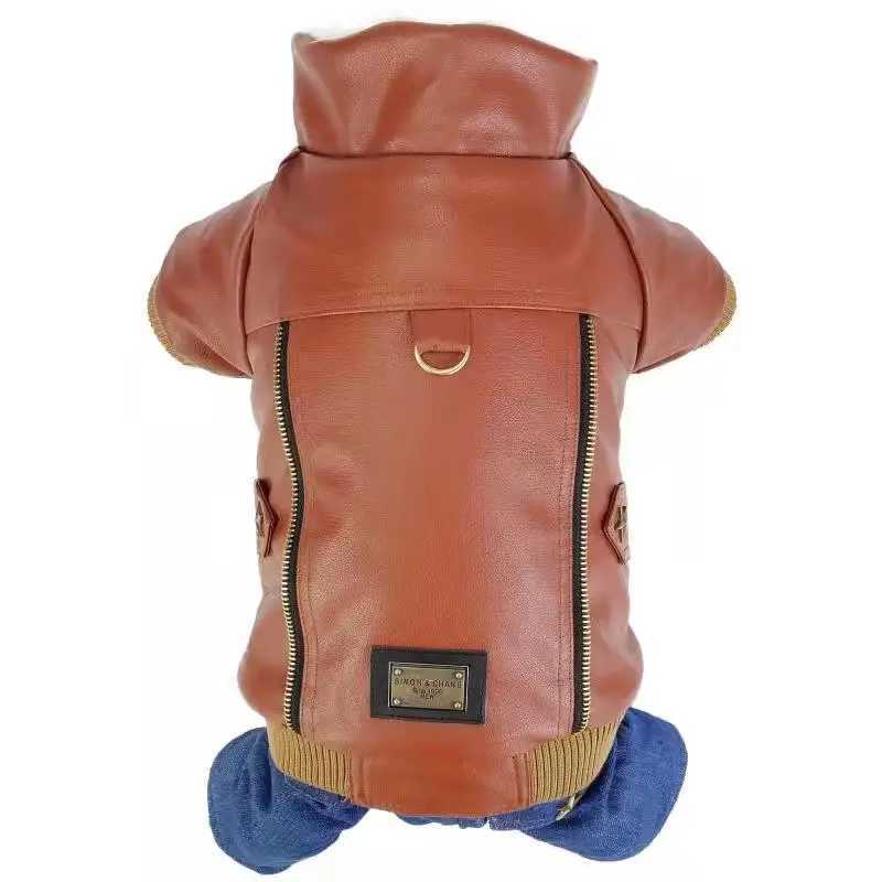 Super Thickness Brown Fashion Handsome Pet Dogs Winter Coat Punk Style Dogs Clothing Warm Jacket Coat For Small Dog JumpsuitXJ241125