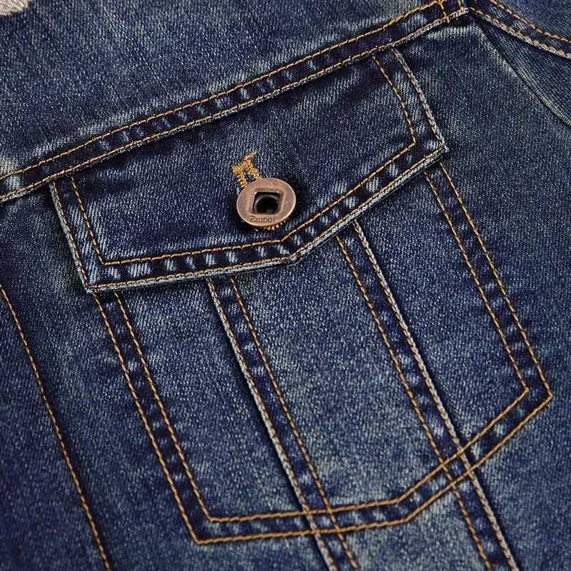 Mens denim jacket autumn and winter new casual loose paddle thickened outdoor camping collar jacket mens fashionable cotton clothing W241125