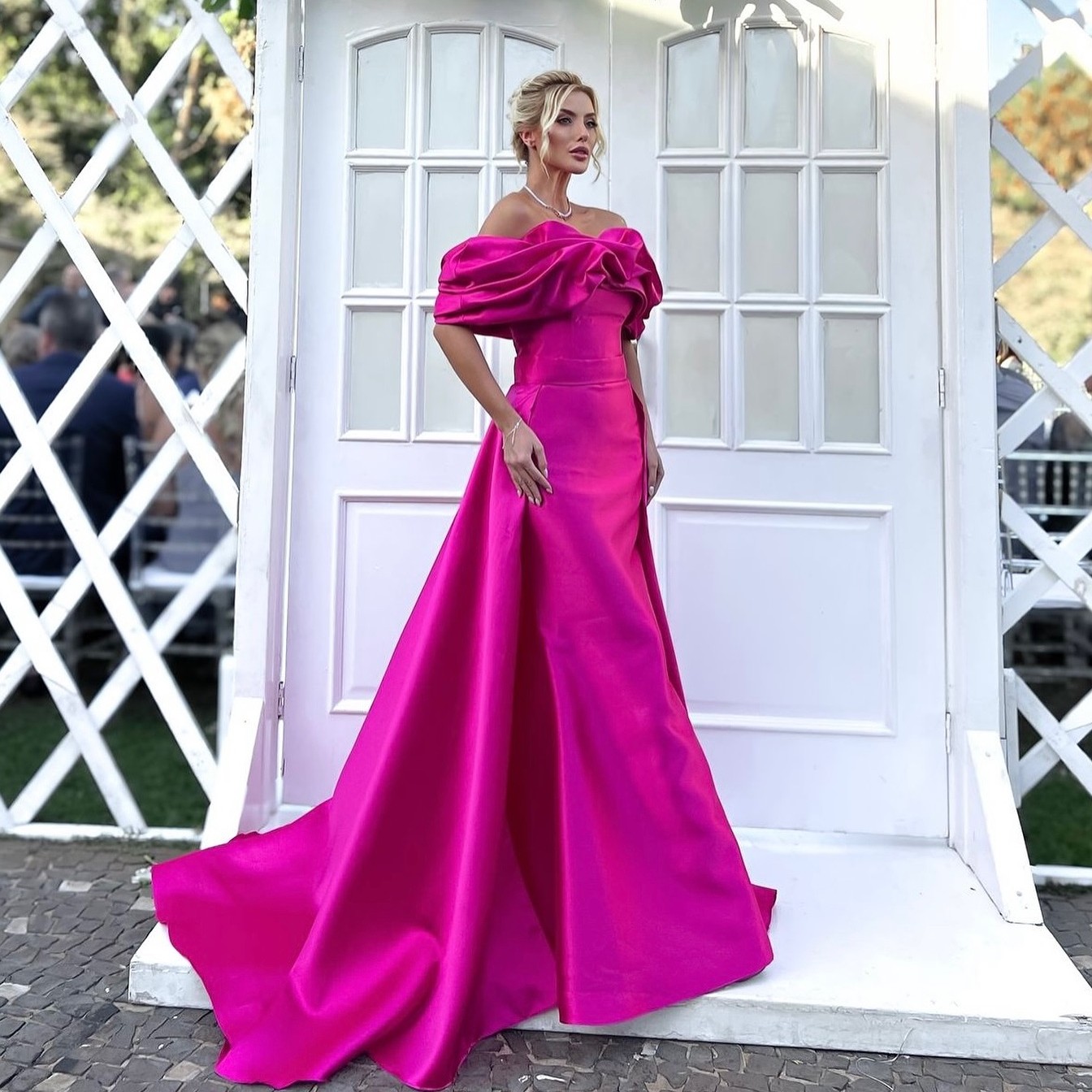 Fuia Mermaid Prom Dresses With Detachable Train Evening Gowns Off The Shoulder Necke Satin Special Ocn Formal Wear 0220