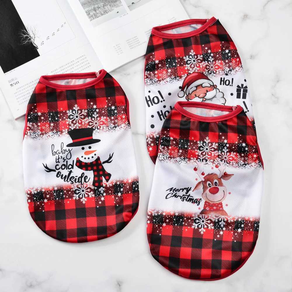 Breathable Dog Vest Clothes For Small Medium Dogs Cats Soft Cozy Christmas Print Puppy T-shirt Costume French Bulldog Pet CoatXJ241125