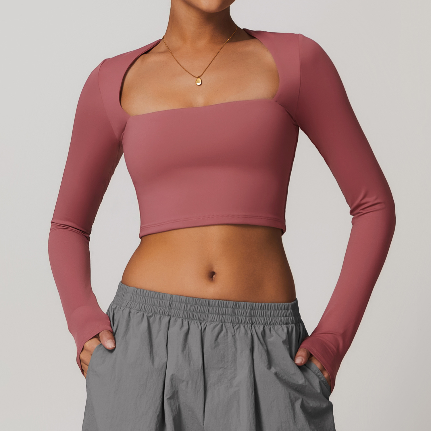 Tight Fitting Slim Waist Long Sleeved Yoga Clothes Women's Drying Beautiful Back T-shirt Sports Running Fitness Top