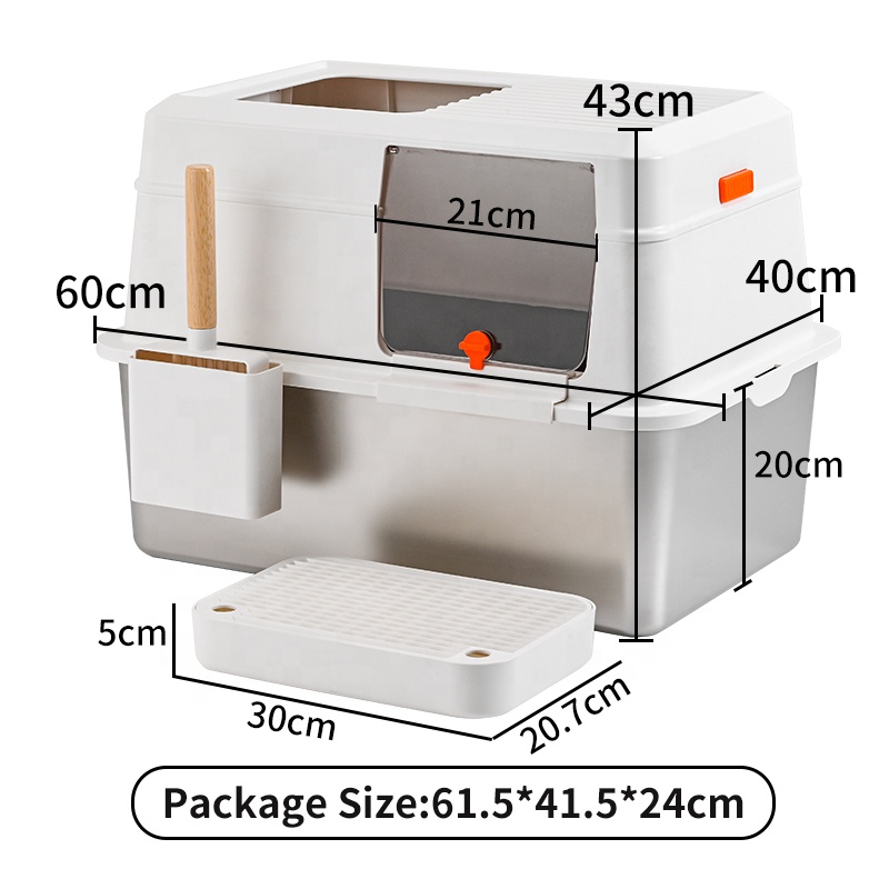 High Quality Stainless Steel Cat Litter Box Oversized Anti-Splash Fully Enclosed Toilet Puppet Easy Cleaning Non-Stick Bottom