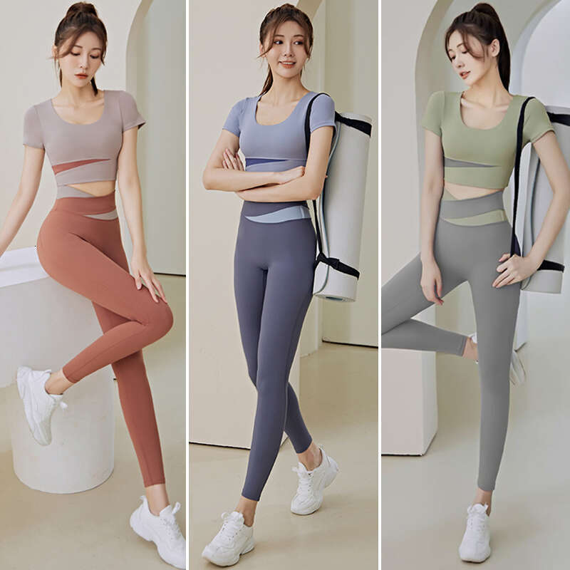 Women 2 Pcs Gym Set Sports Crop Top Bra Running Fiess Yoga Suit Sport Outfit Gymwear Lady Workout Clothes High Waist Leggings