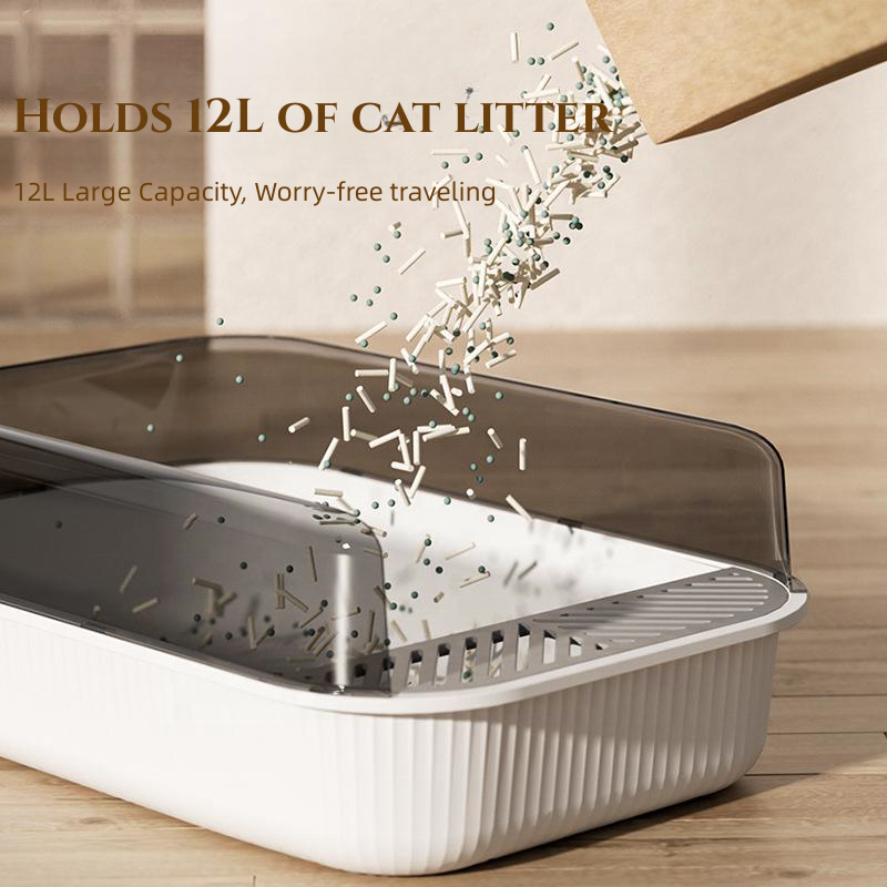 OF New Design Semi Closed Splash Proof Plastic Cat Litter Tray Cat Litter Box Toilet With Shovel