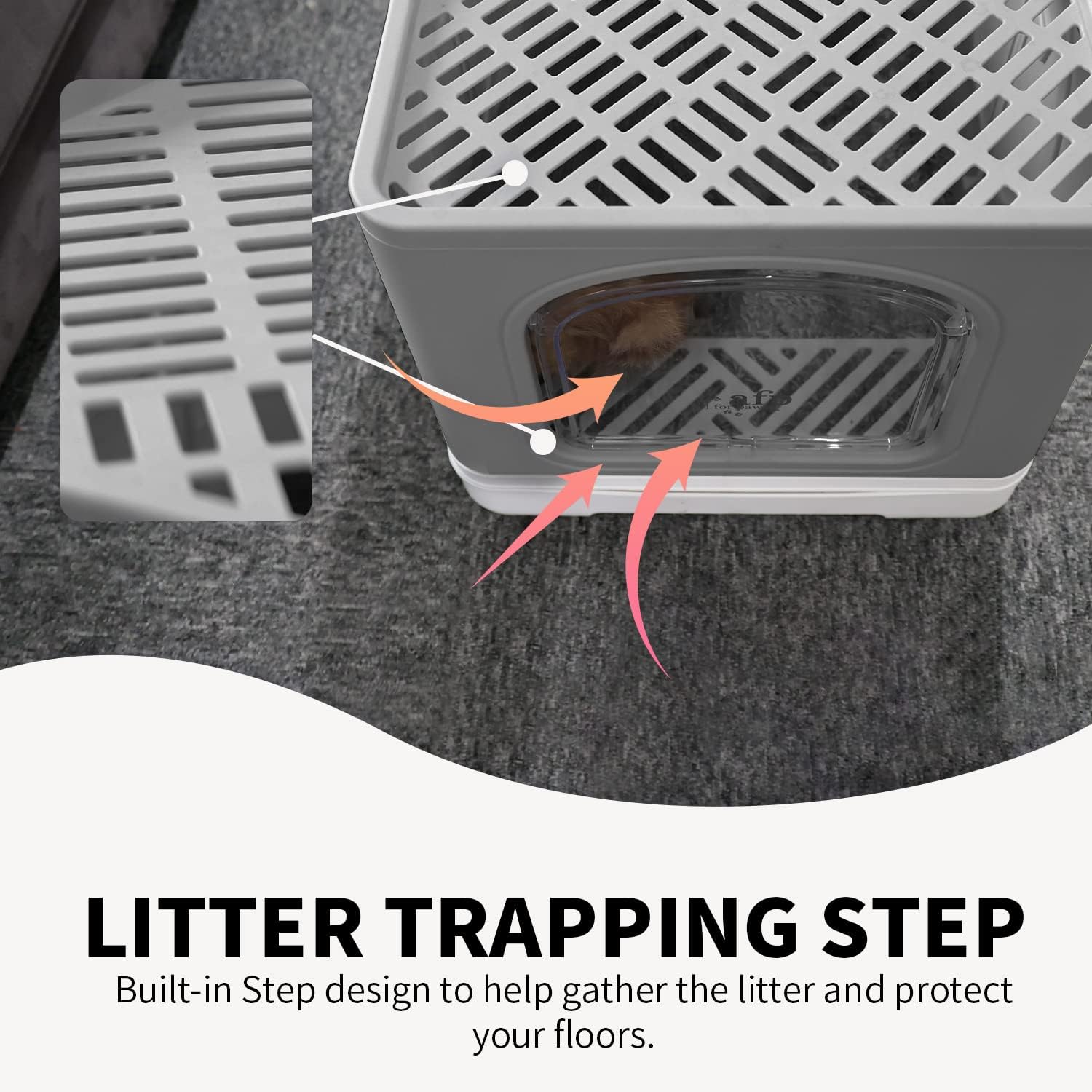 AFP Large Space Detachable Semi-closed Enclosure Cat Toilet Furniture Grey Sand Color Foldable Cat Litter Box WIth Top Entrance
