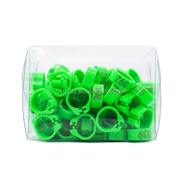 Plastic Bird Leg Foot Bands 8mm*5.5mm height green color clips bird ring leg tag