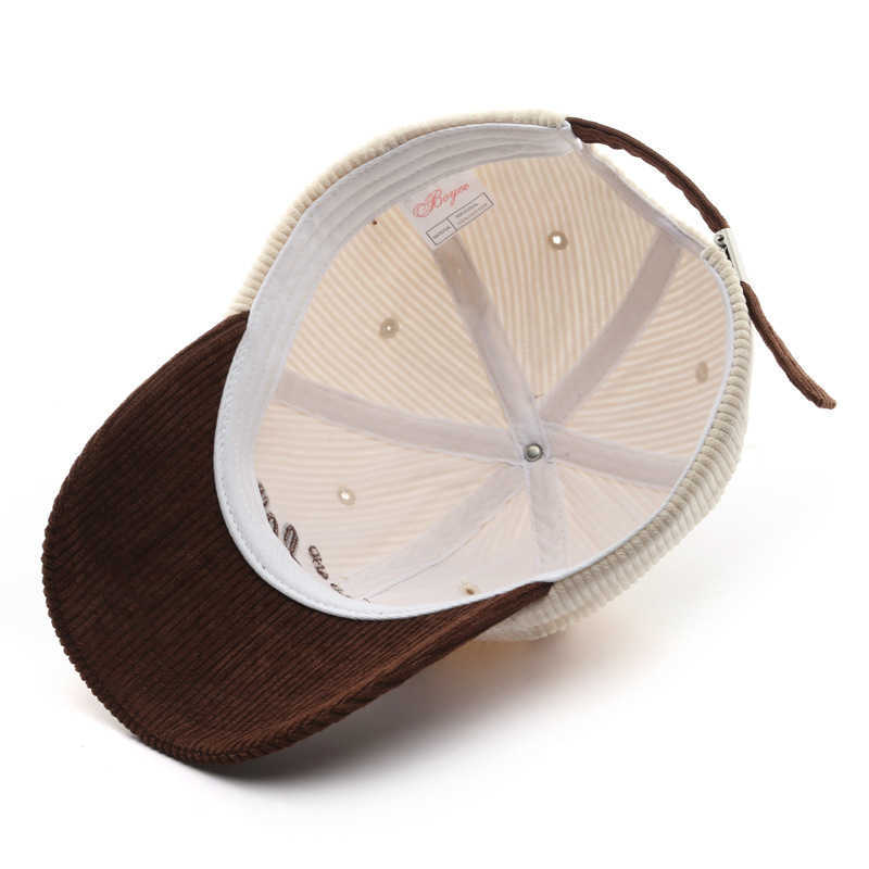 Ball Caps Womens autumn and winter color blocking letter corduroy cap outdoor sports mens warm ear protection baseball H240425