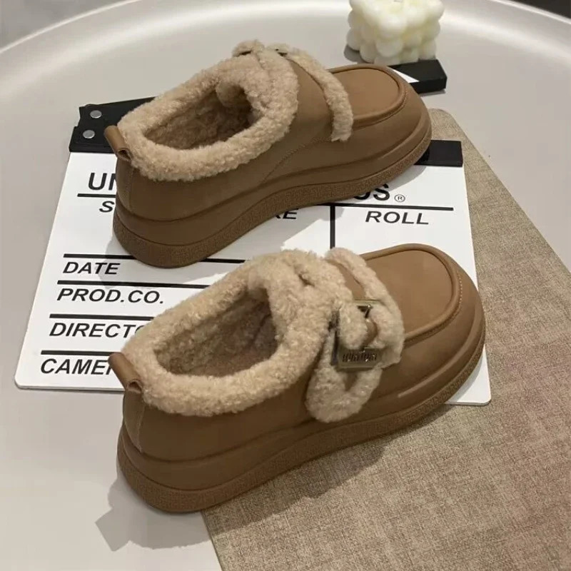 Fur Women Ankle Snow Boots Casual Flats Platform Suede Winter Shoes Fashion 2025 Warm Elegant Chelsea Boots Botas Mujer 241125