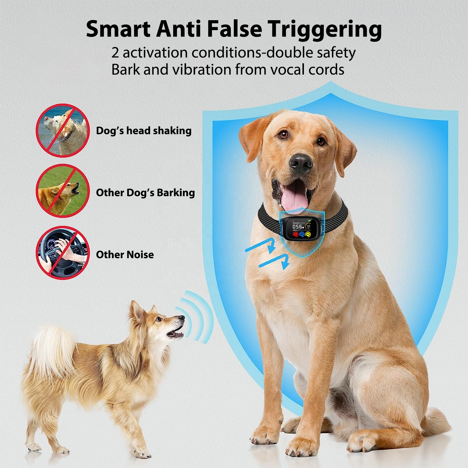 Customized UI Design Instant Punishment 450mAh Rechargeable Battery Dog Shock Automatic Anti-Bark Collar Bark Control Collar