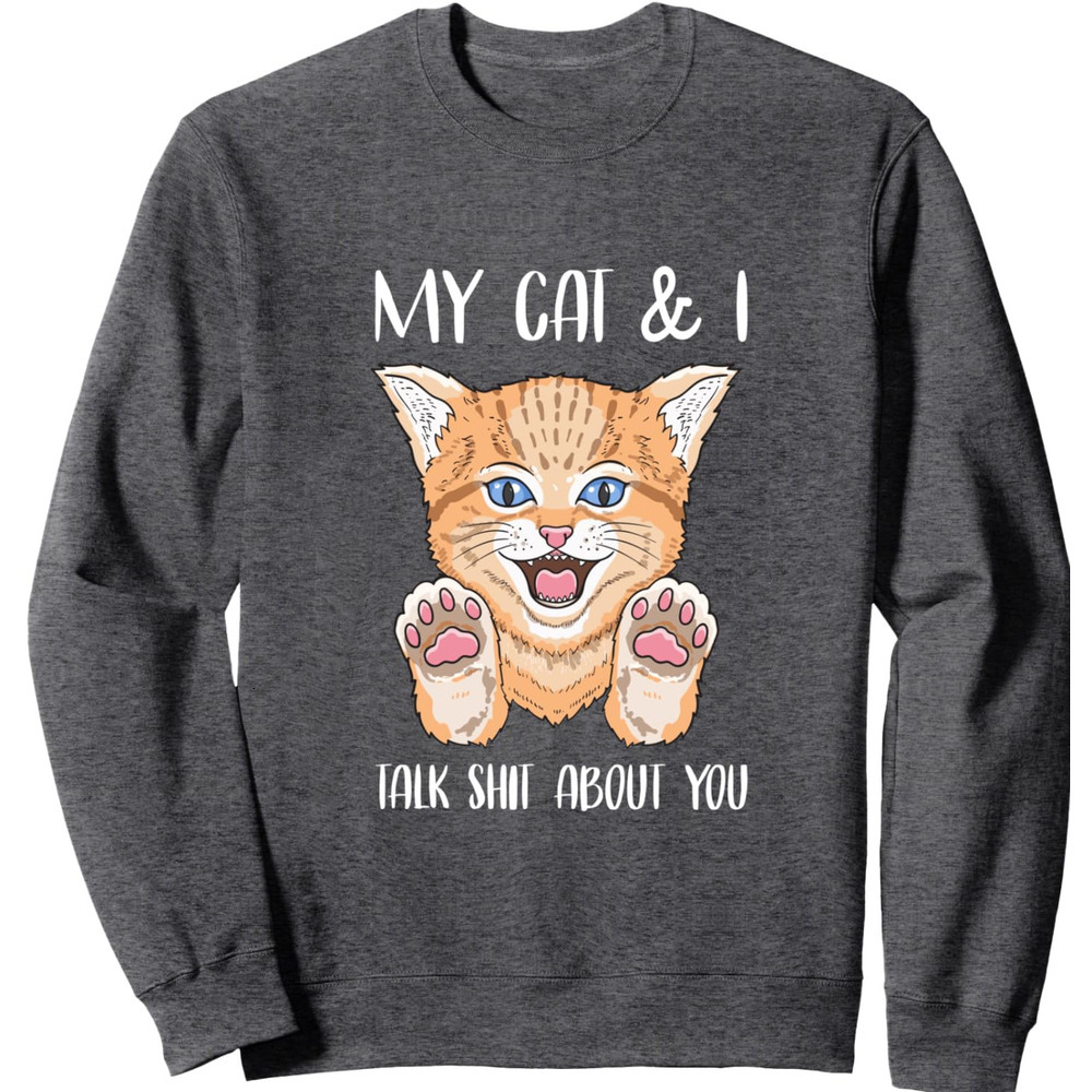 Long Sleeve Shirts for Men Cute Trend sweatshirt My Cat and I Talk About You Funny Cat Lover Merch Sweatshirt Streetwear Casual tops clothes Cute Tren