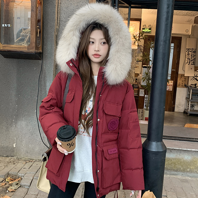 Designer's new Denmark Winter Extreme Cold Series Parker workwear jacket with three proof real raccoon fur 90 standard white duck down